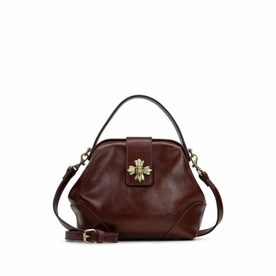 Brown Women's Patricia Nash Kettlewell Frame Top Handle Bag Crossbody Bags | 05836BDCM